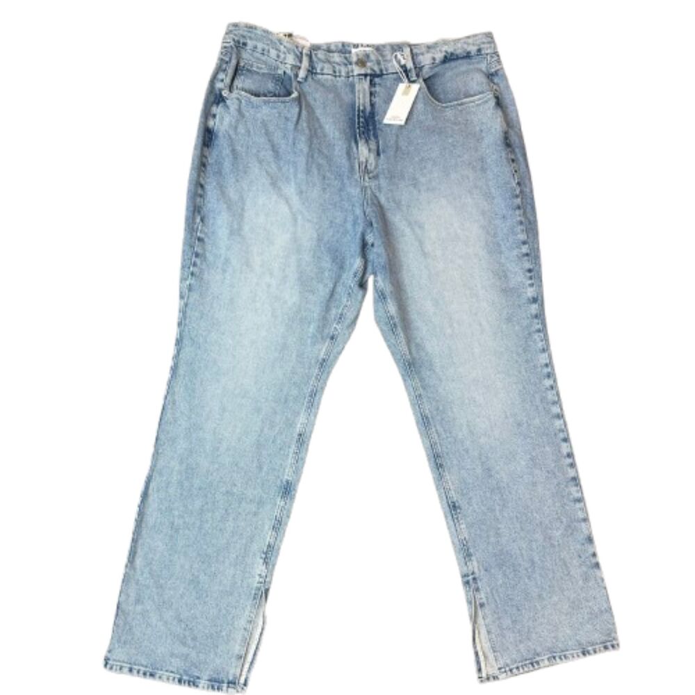 Good American NWT High-Rise Iconic Straight Leg Distressed Cotton Jeans Size 18